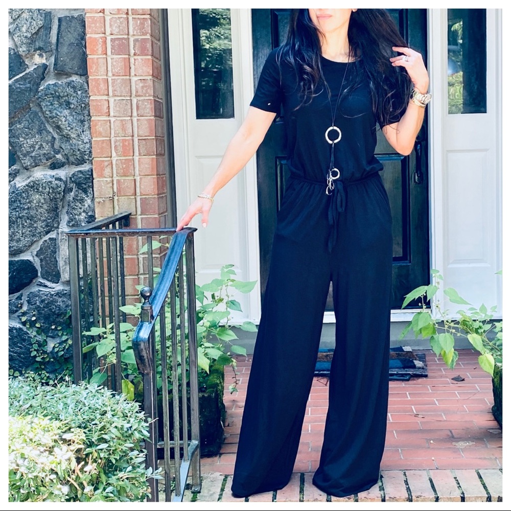BLACK FABULOUS WIDE LEG SIDE POCKETS JUMPSUIT - Picture 10 of 12
